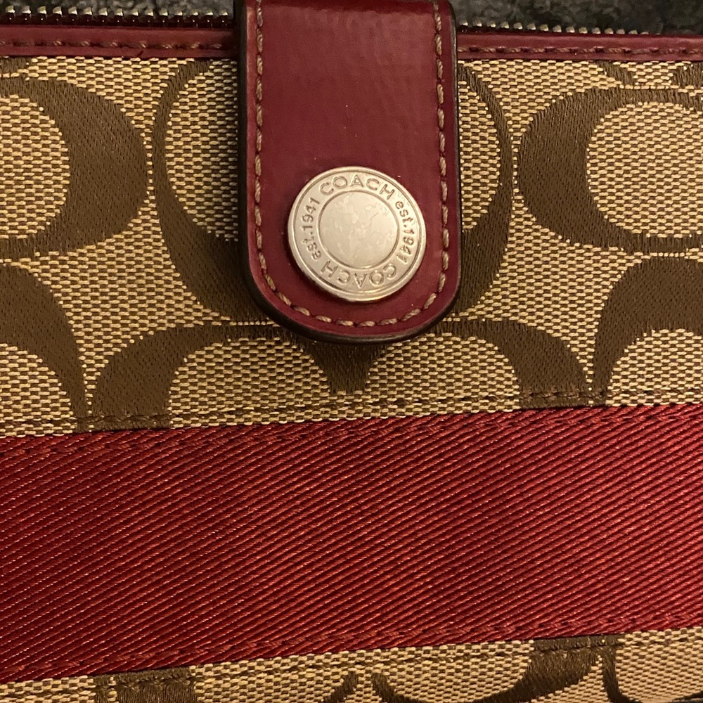 Red and Brown Coach Logo Wallet - Picture 4 of 4